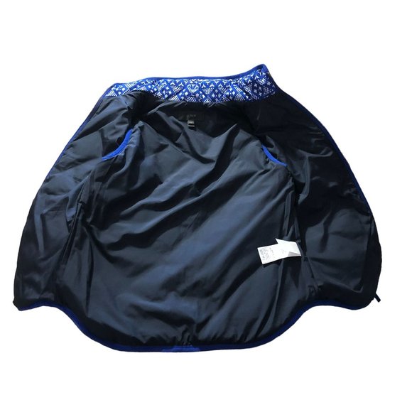 J Crew Puffy Winter Vest Womens PXS Blue White Pockets Fair Isle Excursion Outer - Picture 6 of 15